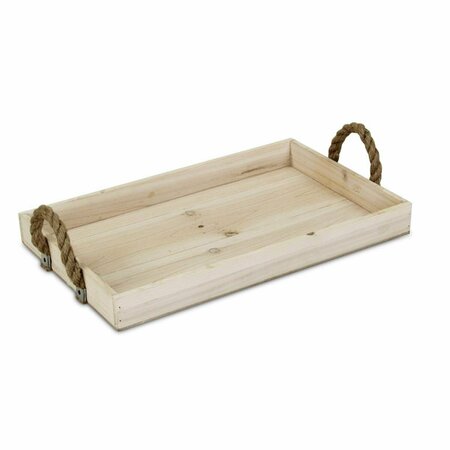 TARIFA 2 x 19.75 x 11.75 in. Natural Wooden Tray with Rope Handles TA3104702